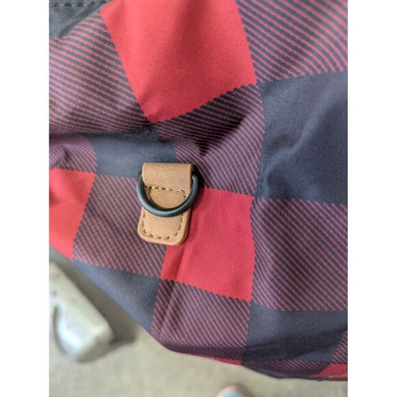 Maurices Buffalo Plaid Overnight Bag Red Black Detached Shoulder Strap Tote - Picture 6 of 16